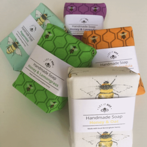 5 wrapped bars of Handmade Soap in different varieties